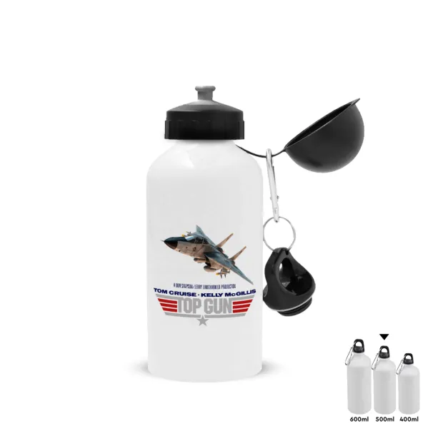 Top Gun — Metal water bottle, White, aluminum 500ml