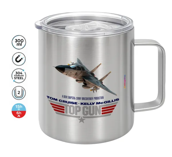 Top Gun — Double-walled stainless steel mug 300ml with temperature-retaining lid