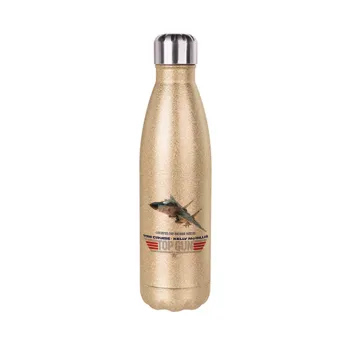 Top Gun, Glitter gold stainless steel thermos bottle, double-walled, 500ml