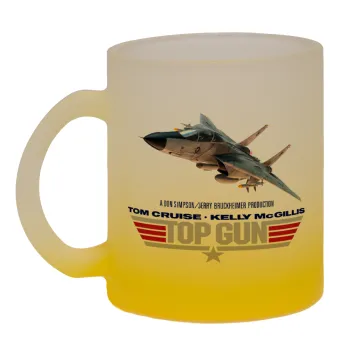 Top Gun, Κούπα γυάλινη δίχρωμη με βάση το κίτρινο ματ, 330ml