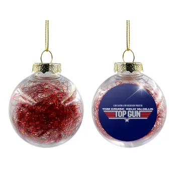 Top Gun, Transparent Christmas tree ball ornament with red filling 8cm