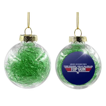 Top Gun, Transparent Christmas tree ball ornament with green filling 8cm