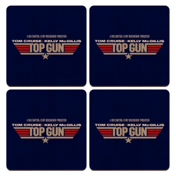 Top Gun, ΣΕΤ x4 Σουβέρ ξύλινα τετράγωνα plywood (9cm)