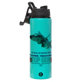 Top Gun, Metallic water bottle with safety lid, 850ml aluminum