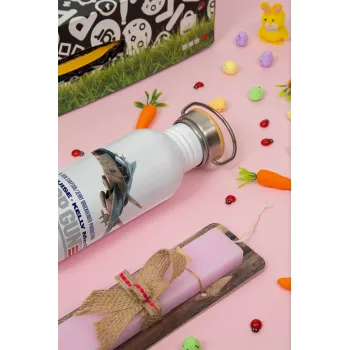 Top Gun, Πασχαλινή Λαμπάδα με παγούρι μεταλλικό (620ml, stainless steel) & κερί αρωματικό πλακέ (30cm) (ΡΟΖ)