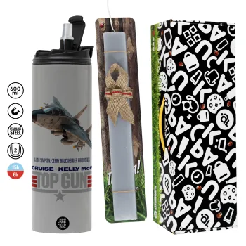 Top Gun, Πασχαλινή Λαμπάδα με Travel Tumbler θερμό (600ml, BPA free) & κερί αρωματικό πλακέ (30cm) (ΓΚΡΙ)