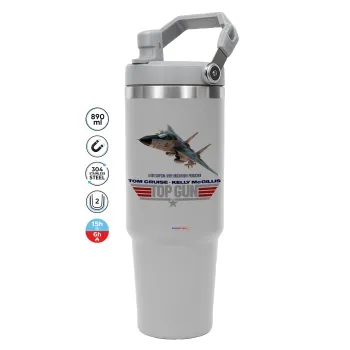 Top Gun, GREY color, 890ml (30oz) stainless Steel Tumbler with Handle