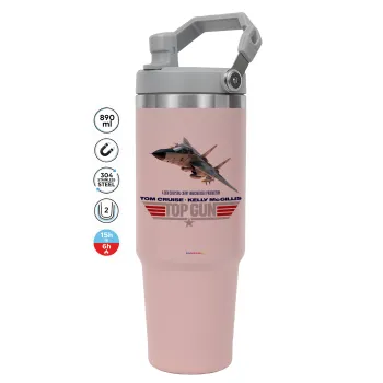 Top Gun, Pink color, 890ml (30oz) stainless Steel Tumbler with Handle