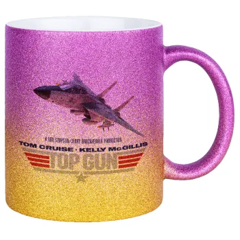 Top Gun, Κούπα Χρυσή/Ροζ Glitter, κεραμική, 330ml