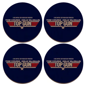 Top Gun, ΣΕΤ x4 Σουβέρ ξύλινα στρογγυλά plywood (9cm)