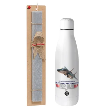 Top Gun, Easter Set, metallic stainless thermos bottle (500ml) & scented flat Easter candle (30cm) (GRAY)