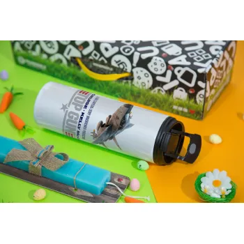 Top Gun, Πασχαλινή Λαμπάδα με Travel Tumbler θερμό με διπλό καπάκι (600ml, BPA free) & κερί αρωματικό πλακέ (30cm) (ΤΙΡΚΟΥΑΖ)