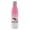 Μεταλλικό παγούρι θερμός Ροζ/Λευκό (Stainless steel), διπλού τοιχώματος, 500ml