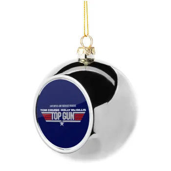 Top Gun, Silver 8cm Christmas tree ball ornament