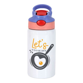 Let's cooking, Παιδικό παγούρι θερμό, ανοξείδωτο, με καλαμάκι ασφαλείας, ροζ/μωβ (350ml)