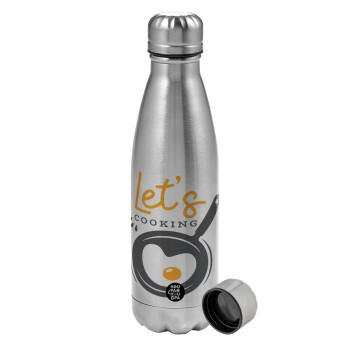 Let's cooking, Metallic water bottle, stainless steel, 750ml