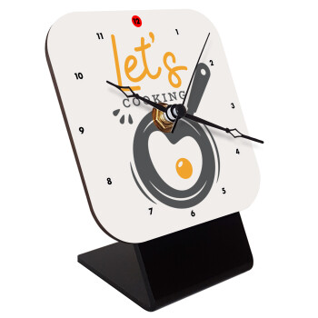 Let's cooking, Quartz Wooden table clock with hands (10cm)
