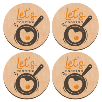Let's cooking, ΣΕΤ x4 Σουβέρ ξύλινα στρογγυλά plywood (9cm)