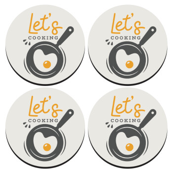 Let's cooking, SET of 4 round wooden coasters (9cm)