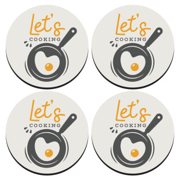 Let's cooking, SET of 4 round wooden coasters (9cm)