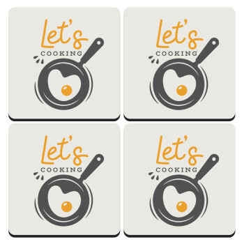 Let's cooking, ΣΕΤ 4 Σουβέρ ξύλινα τετράγωνα (9cm)