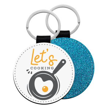 Let's cooking, Μπρελόκ Δερματίνη, στρογγυλό ΜΠΛΕ (5cm)