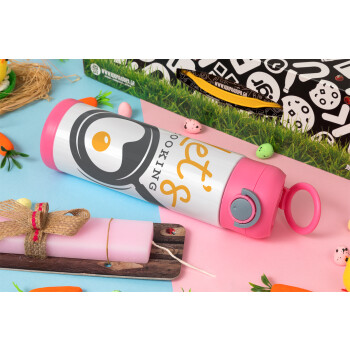Let's cooking, Easter candle, Childrens hot water bottle, stainless steel, with safety straw, PINK (500ml)