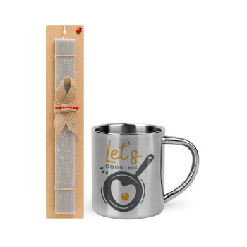 Let's cooking, Easter Set, metallic thermal cup (300ml) & Easter aromatic flat candle (30cm) (GRAY)