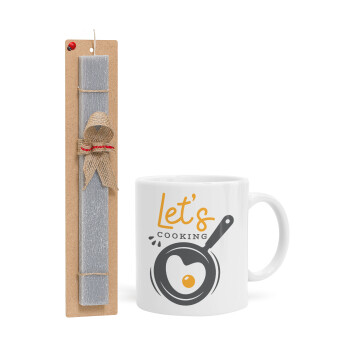 Let's cooking, Easter Set, Ceramic Cup (330ml) & Easter aromatic flat candle (30cm) (GRAY)