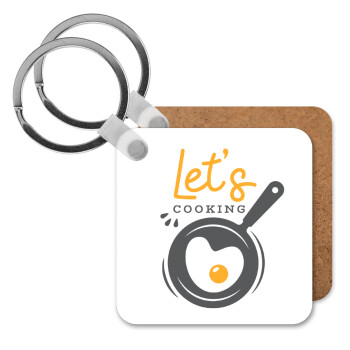 Let's cooking, Μπρελόκ Ξύλινο τετράγωνο MDF