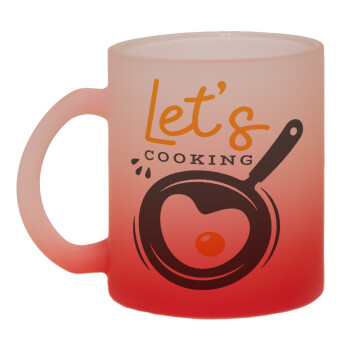 Let's cooking, Κούπα γυάλινη δίχρωμη με βάση το κόκκινο ματ, 330ml
