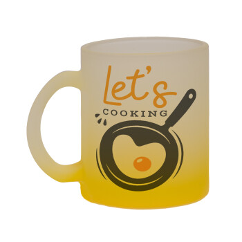 Let's cooking, Κούπα γυάλινη δίχρωμη με βάση το κίτρινο ματ, 330ml