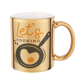 Let's cooking, Mug ceramic, gold mirror, 330ml