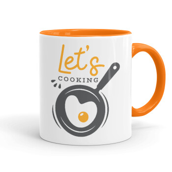 Let's cooking, Κούπα χρωματιστή πορτοκαλί, κεραμική, 330ml