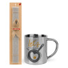 Easter Set, metallic thermal cup (300ml) & Easter aromatic flat candle (30cm) (GRAY)