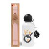 Easter Set, metallic aluminum bottle (500ml) & aromatic flat Easter candle (30cm) (PINK)