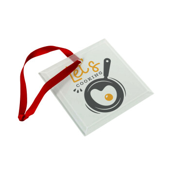 Let's cooking, Christmas ornament, glass square ornament 9x9cm