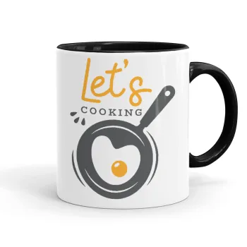 Let's cooking, Κούπα χρωματιστή μαύρη, κεραμική, 330ml