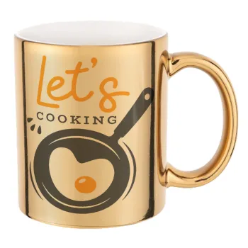 Let's cooking, Κούπα κεραμική, χρυσή καθρέπτης, 330ml