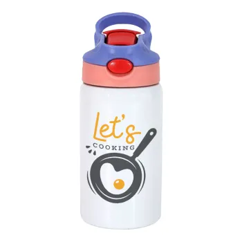 Let's cooking, Children's hot water bottle, stainless steel, with safety straw, pink/purple (350ml)