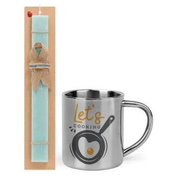 Let's cooking, Πασχαλινή Λαμπάδα με μεταλλική κούπα θερμό (300ml) & κερί αρωματικό πλακέ (30cm) (ΤΙΡΚΟΥΑΖ)