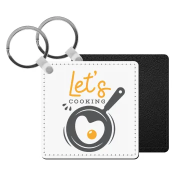 Let's cooking, Μπρελόκ Δερματίνη, τετράγωνο ΜΑΥΡΟ (5x5cm)