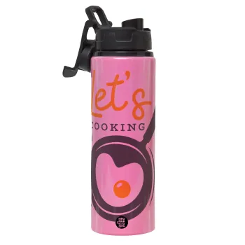 Let's cooking, Metallic water bottle with safety lid, 850ml aluminum