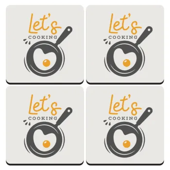 Let's cooking, ΣΕΤ 4 Σουβέρ ξύλινα τετράγωνα (9cm)