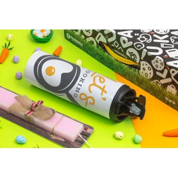 Let's cooking, Easter candle,Travel Tumbler 2 Lids, with metal straw & cleaning brush & aromatic flat candle (30cm) (PINK)