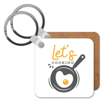 Let's cooking, Μπρελόκ Ξύλινο τετράγωνο MDF