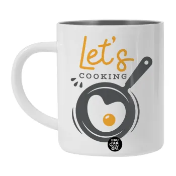 Let's cooking, Λευκή Ανοξείδωτη Μεταλλική Κούπα 450ml - Διπλού Τοιχώματος 