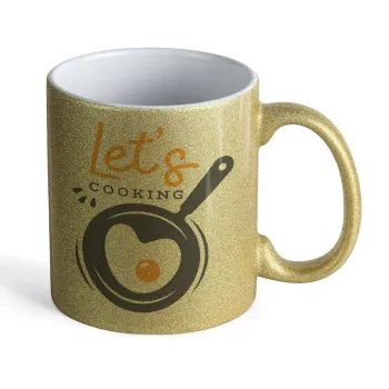 Let's cooking, Κούπα Χρυσή Glitter που γυαλίζει, κεραμική, 330ml