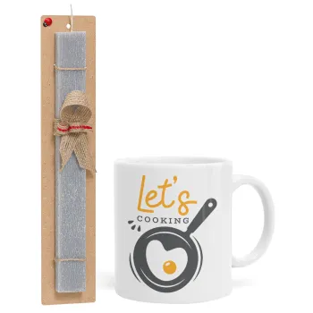 Let's cooking, Πασχαλινή Λαμπάδα με Κούπα κεραμική (330ml) & κερί αρωματικό πλακέ (30cm) (ΓΚΡΙ)