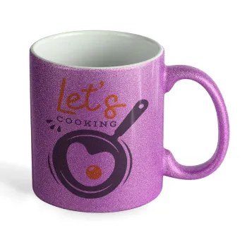 Let's cooking, Κούπα Μωβ Glitter που γυαλίζει, κεραμική, 330ml